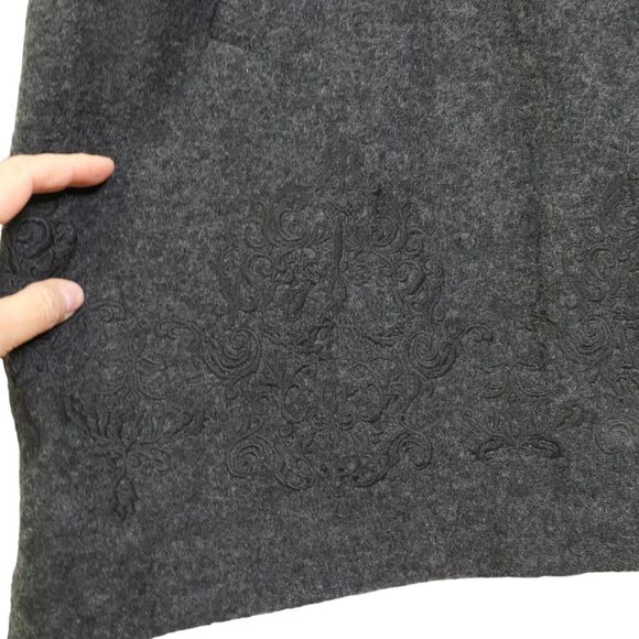 NWT Nanette Lepore 2XL 100% Wool Gray Embroidered Unlined Knee Length Coat - Picture 12 of 16